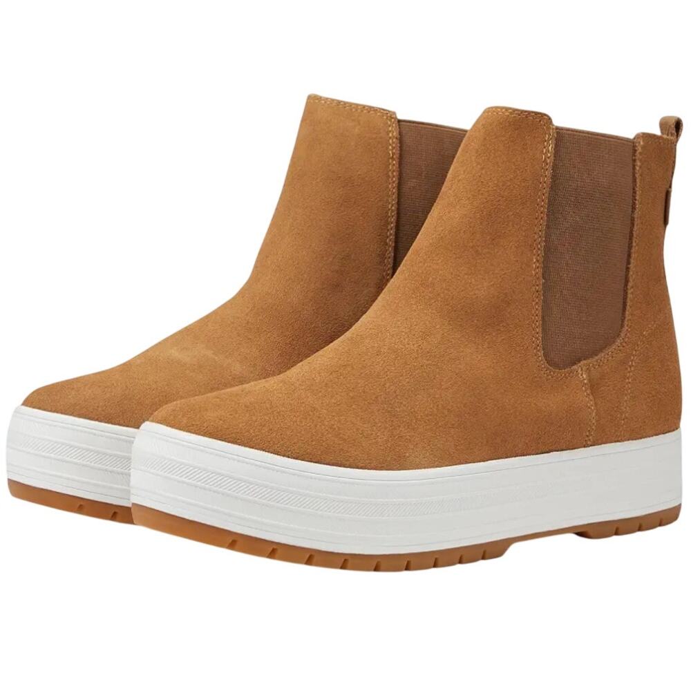 KEDS Womens The Platform Chelsea Boots Size 6.5 Brown Tan Suede NWOB